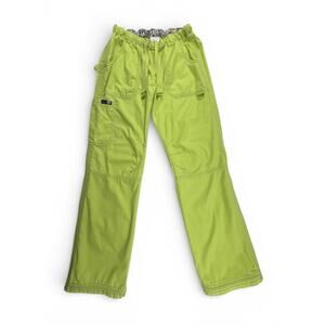Koi Lite Peace Scrub Pants Elastic Drawstring Waist Lime Green XS Toggle Hem